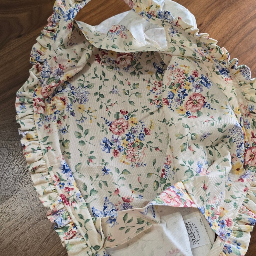 Longaberger Spring Flora Small Work Load Basket Liner Floral Ruffle Multicolor